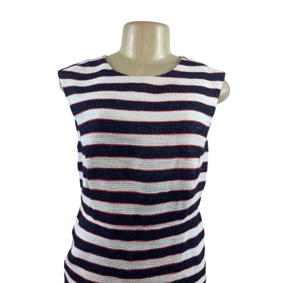 Banana Republic Sleeveless Striped Dress Navy/Red/White Woven Sheath Size 6P - Picture 4 of 8